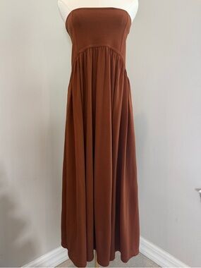 bec + bridge Strapless Maxi Dress in Rich Toffee Brown